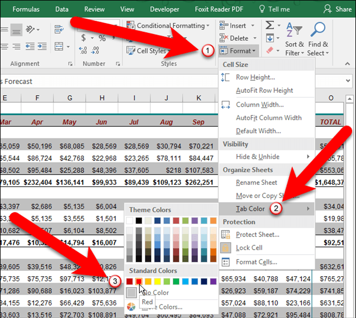 change tab for excel mac